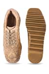 Shop_Anaar_Gold Sneak-o-gold Wedge Embroidered Sneakers _at_Aza_Fashions