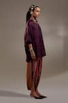 Aseem Kapoor_Burgundy Crinkle Embroidery Collared Mandala Pattern Shirt And Trouser Set _Online_at_Aza_Fashions