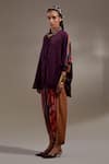 Aseem Kapoor_Burgundy Crinkle Embroidery Collared Mandala Pattern Shirt And Trouser Set _at_Aza_Fashions