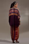 Shop_Aseem Kapoor_Burgundy Crinkle Embroidery Collared Mandala Pattern Shirt And Trouser Set _at_Aza_Fashions