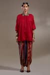 Aseem Kapoor_Red Crinkle, Silk Embroidery Collared Mandala Pattern Shirt _Online_at_Aza_Fashions