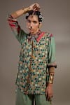 Buy_Aseem Kapoor_Green Crepe Embroidery Collared Atri Straight Shirt _at_Aza_Fashions