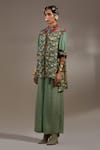Buy_Aseem Kapoor_Green Crepe Embroidery Collared Atri Straight Shirt _Online_at_Aza_Fashions