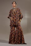 Buy_Aseem Kapoor_Maroon Crepe Embroidery Collared Mandala Pattern Shirt With Trouser _at_Aza_Fashions