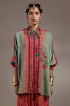 Buy_Aseem Kapoor_Green Crepe Embroidery Collared Mandala Pattern Shirt _at_Aza_Fashions
