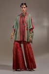 Aseem Kapoor_Red Crepe Embroidery Collared Mandala Pattern Shirt With Sharara _Online_at_Aza_Fashions