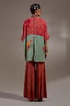 Shop_Aseem Kapoor_Red Crepe Embroidery Collared Mandala Pattern Shirt With Sharara _at_Aza_Fashions