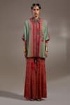 Buy_Aseem Kapoor_Red Crepe Embroidery Collared Mandala Pattern Shirt With Sharara _Online_at_Aza_Fashions