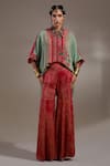 Shop_Aseem Kapoor_Red Crepe Embroidery Collared Mandala Pattern Shirt With Sharara _Online_at_Aza_Fashions