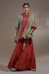 Buy_Aseem Kapoor_Red Crepe Embroidery Collared Mandala Pattern Shirt With Sharara _at_Aza_Fashions