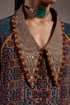 Buy_Aseem Kapoor_Teal Crepe Embroidery, Beads, Sequins V-neck Atri Straight Shirt _Online_at_Aza_Fashions