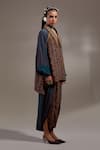 Buy_Aseem Kapoor_Teal Crepe Embroidery, Beads, Sequins, Tassels Atri Straight Shirt With Trouser _Online_at_Aza_Fashions