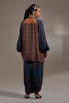 Shop_Aseem Kapoor_Teal Crepe Embroidery, Beads, Sequins, Tassels Atri Straight Shirt With Trouser _at_Aza_Fashions