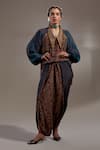 Aseem Kapoor_Teal Crepe Embroidery, Beads, Sequins, Tassels Atri Straight Shirt With Trouser _Online