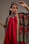 Aseem Kapoor_Red Crinkle Embroidery, Beads, Tassels Open Veni Pattern Jacket And Skirt Set _Online