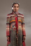 Aseem Kapoor_Crinkle Embroidery, Mirrors, Beads, Sequins Mandarin Dariya Pattern Jacket _at_Aza_Fashions