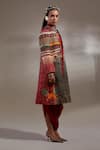 Buy_Aseem Kapoor_Red Crinkle Embroidery, Mirrors, Beads, Hina Pattern Trench Coat And Dress Set _Online_at_Aza_Fashions