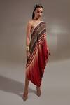 Buy_Aseem Kapoor_Red Crepe Embroidery, Sequins One Shoulder Rasa Drop Dress _Online_at_Aza_Fashions