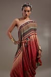 Shop_Aseem Kapoor_Red Crepe Embroidery, Sequins One Shoulder Rasa Drop Dress _Online_at_Aza_Fashions