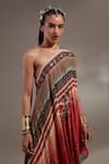 Aseem Kapoor_Red Crepe Embroidery, Sequins One Shoulder Rasa Drop Dress _at_Aza_Fashions