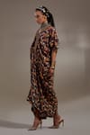 Aseem Kapoor_Crepe Embroidery V-neck Zia Trapeze Dress _Online_at_Aza_Fashions