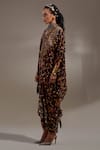 Buy_Aseem Kapoor_Black Crepe Embroidery, Beads, Tassels Veni Tribal Pattern Jacket And Dress Set _Online_at_Aza_Fashions