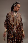 Shop_Aseem Kapoor_Black Crepe Embroidery, Beads, Tassels Veni Tribal Pattern Jacket And Dress Set 