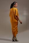 Buy_Aseem Kapoor_Yellow Embroidery, Beads, Tassels V-neck, Open Veni Pattern Jacket And Dress Set _Online_at_Aza_Fashions