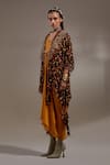 Shop_Aseem Kapoor_Yellow Embroidery, Beads, Tassels V-neck, Open Veni Pattern Jacket And Dress Set _Online_at_Aza_Fashions