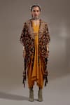 Buy_Aseem Kapoor_Yellow Embroidery, Beads, Tassels V-neck, Open Veni Pattern Jacket And Dress Set 