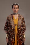 Buy_Aseem Kapoor_Yellow Embroidery, Beads, Tassels V-neck, Open Veni Pattern Jacket And Dress Set _Online