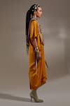 Shop_Aseem Kapoor_Yellow Silk Embroidery, Tassels, Beads V-neck, Zuri Gilet Jacket And Dress Set _Online_at_Aza_Fashions