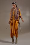 Buy_Aseem Kapoor_Yellow Silk Embroidery, Tassels, Beads V-neck, Zuri Gilet Jacket And Dress Set _at_Aza_Fashions