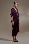 Buy_Aseem Kapoor_Purple Crinkle Tassels V-neck Zia Trapeze Dress _Online_at_Aza_Fashions