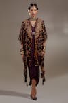 Aseem Kapoor_Black Silk Embroidery, Beads, Tassels Veni Tribal Pattern Jacket And Dress Set _Online_at_Aza_Fashions