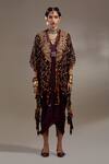 Buy_Aseem Kapoor_Black Silk Embroidery, Beads, Tassels Veni Tribal Pattern Jacket And Dress Set _Online_at_Aza_Fashions
