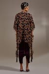 Shop_Aseem Kapoor_Black Silk Embroidery, Beads, Tassels Veni Tribal Pattern Jacket And Dress Set _Online_at_Aza_Fashions