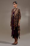 Buy_Aseem Kapoor_Black Silk Embroidery, Beads, Tassels Veni Tribal Pattern Jacket And Dress Set 
