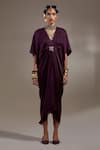 Shop_Aseem Kapoor_Black Silk Embroidery, Beads, Tassels Veni Tribal Pattern Jacket And Dress Set 