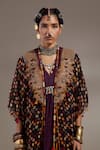 Aseem Kapoor_Black Silk Embroidery, Beads, Tassels Veni Tribal Pattern Jacket And Dress Set _Online