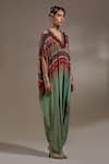 Aseem Kapoor_Green Crepe Embroidery, Mirrors, Beads, Sequins, Vayu Tribal Pattern Jumpsuit _Online_at_Aza_Fashions