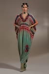 Buy_Aseem Kapoor_Green Crepe Embroidery, Mirrors, Beads, Sequins, Vayu Tribal Pattern Jumpsuit _at_Aza_Fashions