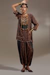 Buy_Aseem Kapoor_Green Crepe Embroidery, Beads, Tassels Mitra Tribal Pattern Kurta And Trouser Set _at_Aza_Fashions