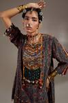 Shop_Aseem Kapoor_Green Crepe Embroidery, Beads, Tassels Mitra Tribal Pattern Kurta And Trouser Set _Online_at_Aza_Fashions