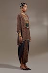 Aseem Kapoor_Green Crepe Embroidery, Beads, Tassels Mitra Tribal Pattern Kurta And Trouser Set _at_Aza_Fashions
