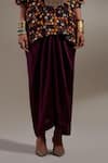Buy_Aseem Kapoor_Black Crepe Embroidery, Beads, Tassels Round Neck Kuru Trapeze Kurta With Skirt _Online_at_Aza_Fashions