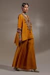 Aseem Kapoor_Yellow Silk Tassels, Embroidery, Beads V-neck Mitra Pattern Kurta With Trouser _Online_at_Aza_Fashions