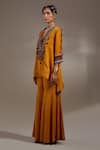 Buy_Aseem Kapoor_Yellow Silk Tassels, Embroidery, Beads V-neck Mitra Pattern Kurta With Trouser _Online_at_Aza_Fashions