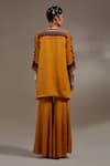 Shop_Aseem Kapoor_Yellow Silk Tassels, Embroidery, Beads V-neck Mitra Pattern Kurta With Trouser _at_Aza_Fashions