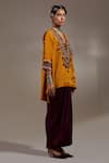 Shop_Aseem Kapoor_Yellow Silk Tassels, Embroidery, Beads Mitra Tribal Pattern Kurta And Skirt Set _Online_at_Aza_Fashions